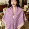 Women S Gold Line Plaid Square Scarf 90x90cm Elegant Shawl For Autumn Winter
