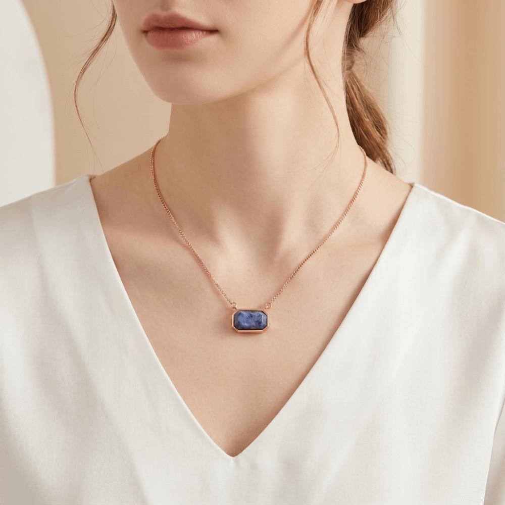 Natural Stone Semi Stone Choker Handmade Square Pendant Fashion Raw Gemstone Necklace Yoga
