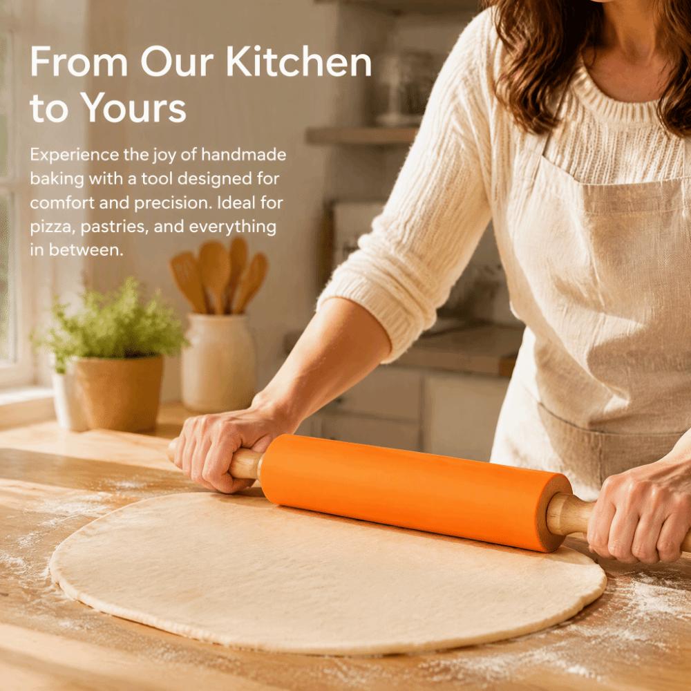 Solid Wood Handle Dough Roller Silicone Baking Rolling Pin New Rolling Pin Kitchen Baking
