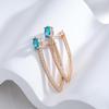 Personality V Shape Blue Zircon Dangle Earrings for Women Luxury Party Daily Jewelry