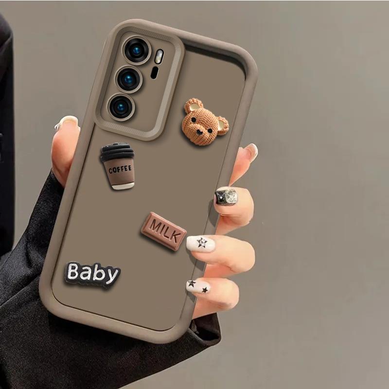 Милый чехол для телефона с 3D медведем, кофе и молоком для Samsung Galaxy S24 Ultra S23 FE S22 Plus S21 S20 A54 A34 A55 A04 A05S A05 A03 A03S A04S A51 A71, чехол с рисунком