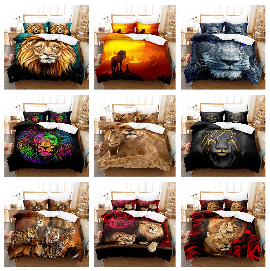 Комплект постельного белья с 3D львом, пододеяльник для комнаты для мальчиков, 2/3 шт., мягкая молния, AU180 * 210, полноразмерное украшение из микрофибры для спальни