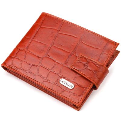 Мужской небольшой кошелек из натуральной фактурной кожи CANPELLINI Purse 21510 Светло-коричневый