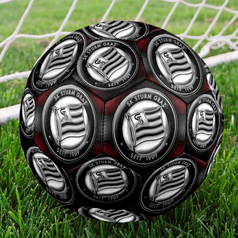 1 шт. ЛОГОТИП SK Sturm Graz Футбольный мяч для зала Цветной Для всех возрастов Машинная строчка ПВХ Готов к соревнованиям Прочный Высокий отскок HE3