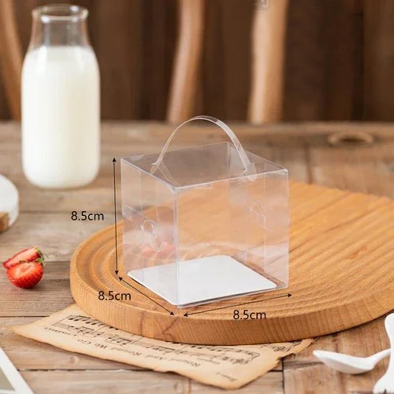 10 комплектов, прозрачная маленькая коробка для торта, 4 дюйма, 5 дюймов, квадратные портативные коробки для десертов, герметичная и видимая переносная упаковка для торта на день рождения