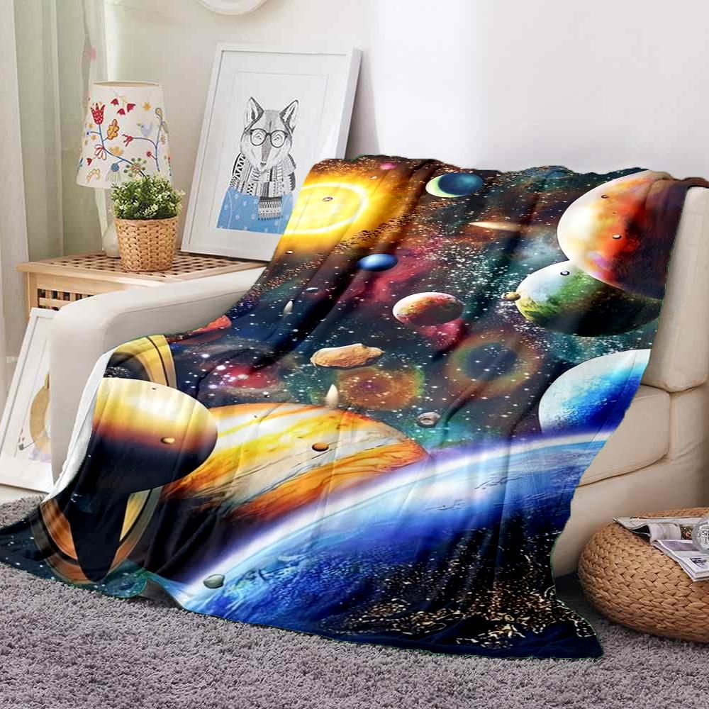 Space Exploration Flannel Blanket Throw Blanket Soft Warm Sofa Bed Camping Car home Decor Unique Christmas Gift C9301500
