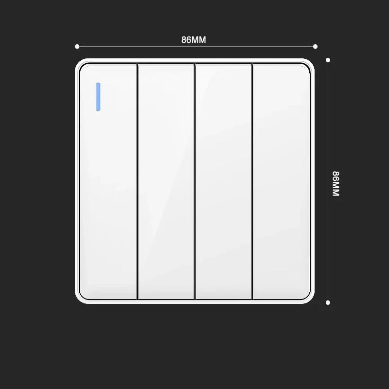 EU RU UK UN Standard Wall Light Switch 16A PC Panel ON OFF Black Home Power Rocker Push Button Switch 1/2/3/4 Gang 1/2Way 86Type