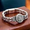 925 Retro Silver Reative Passepartout Prayer Bracelet Men Transfer Six-Character Mantra Fashion Domineering Punk Chain Jewelry