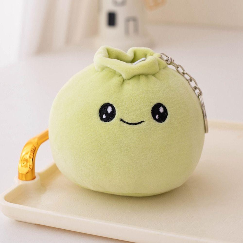 Face Food Rice Bao Plush Key Holder Plush Dumplings Keychain Chinese Steamed Stuffed Bun  Kid Gift
