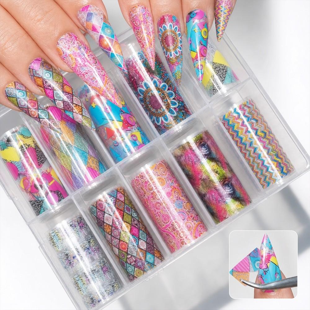Flower Nail Stickers Stripe Pattern Nail Decals Professional Nail Foils  Manicure DIY