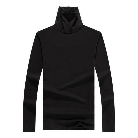 Men Layering Top High Collar Prevent Neck from Wind Highly Stretchy Slim Fit Solid Color