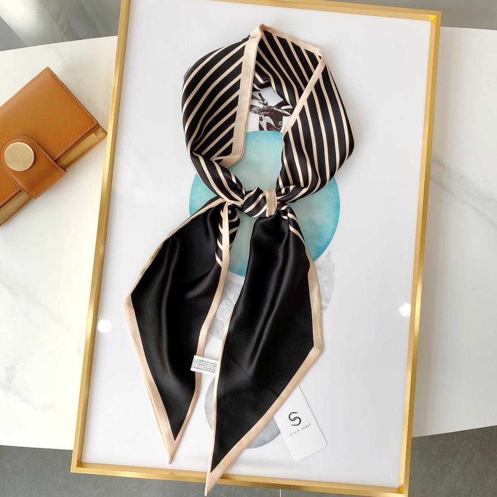 New Simulation Silk Long Scarf Fashionable Versatile Suit Double-Layer Scarf Decorative Bag Wrapped With Professional Scarf For Women