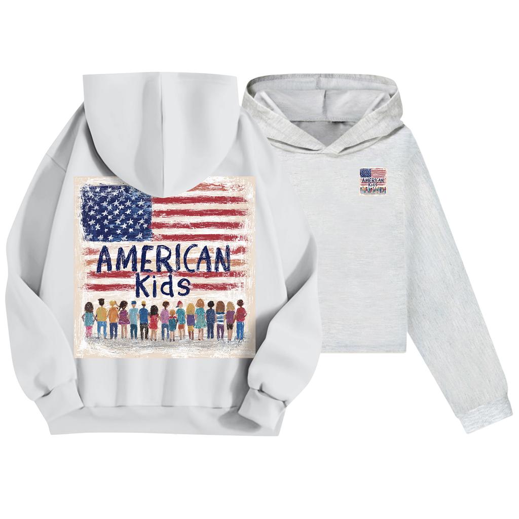 Детская повседневная модная толстовка с капюшоном и длинными рукавами с принтом американского флага