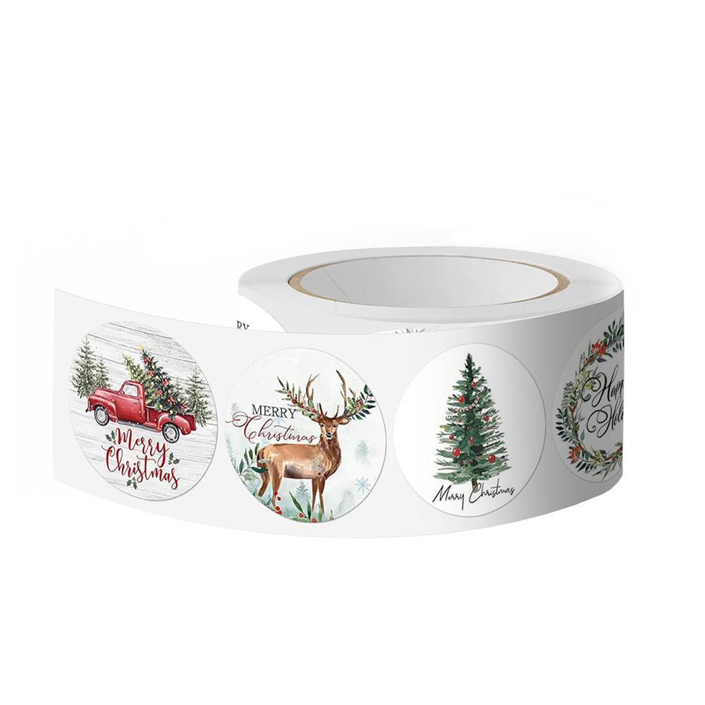 500pcs Assorted Christmas Stickers Roll, Mixed Color Paper Adhesive Labels with 'Merry Christmas' & 'Happy Holidays' Tags for Gift Wrapping & Sealing