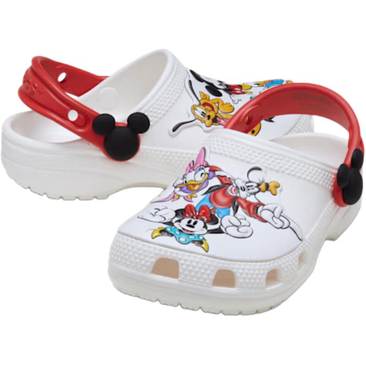 Crocs Клоги Mickey Friends Classic Удобные Универсальные Низкие Ботинки для ходьбы Детские клоги Белые 211485-90H