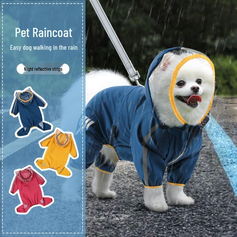 Складной водонепроницаемый дождевик полной защиты для собак мелких пород с лапами - бишон, тедди
