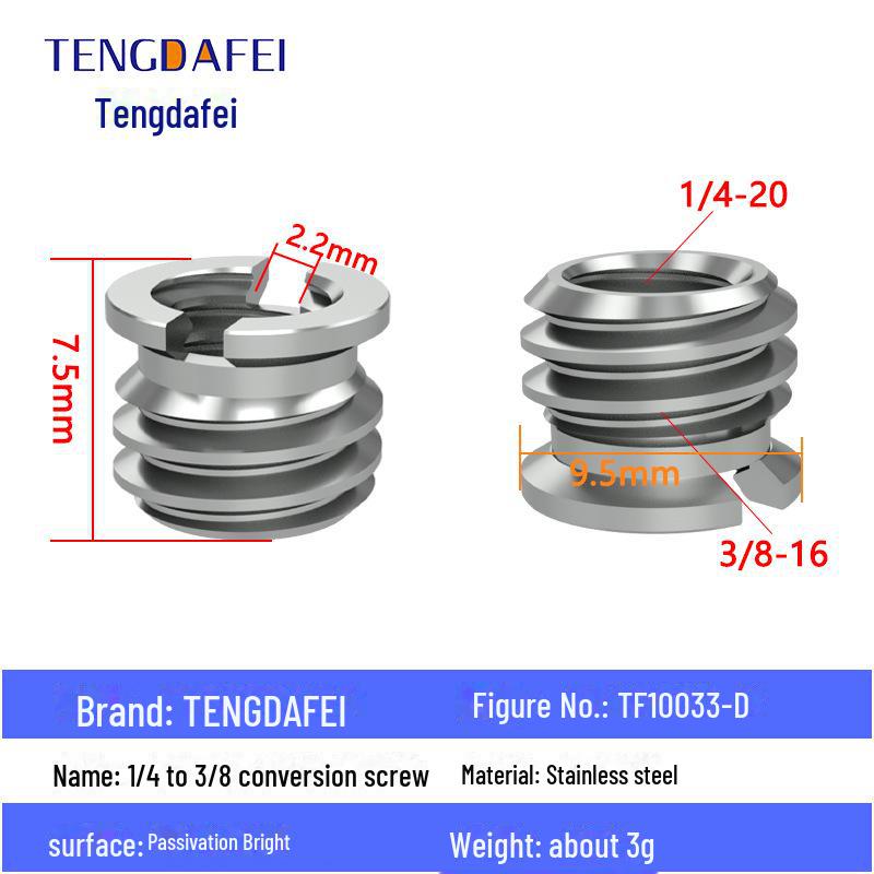 Адаптер для штатива с креплением на стойку для освещения и поворота камеры с резьбой 1/4" на 3/8" на M4/M5/M6/M8