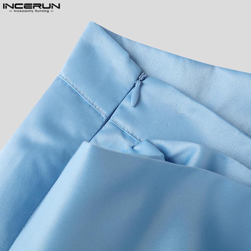 INCERUN Мужские повседневные брюки с широкими штанинами и бантом на молнии до талии