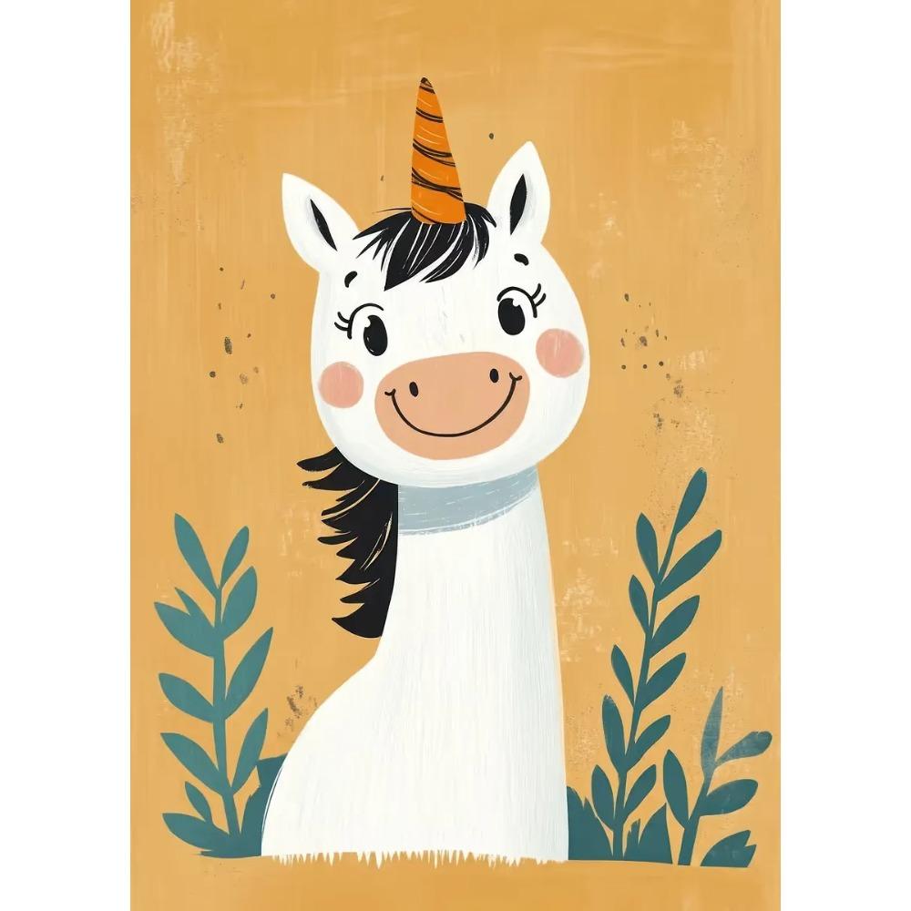 Милые улыбающиеся мультяшные дельфин корова сова единорог постеры выразительные глаза принты холст живопись настенная картина декор для дома детской комнаты