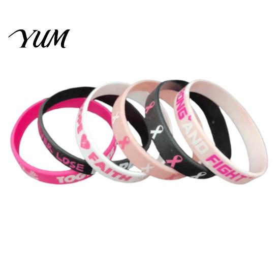 Breast Health Awareness Accessories 6 Pcs Cancer Bracelets for Women, Pink Ribbon Encouragement Bracelet Women Silicone Wristbands, Hope Faith