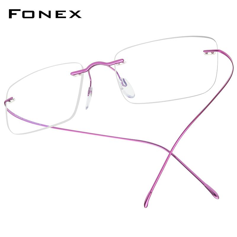 FONEX B Titanium Glasses Frame Men New Brand Design Rimless Square Eyeglasses Frameless Women Ultralight Japanese Eyewear 85634