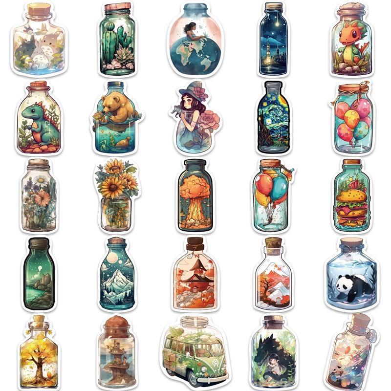 50PCS World In the Bottle Cute Stickers Artistic Graffiti Stickers for DIY Luggage Laptop Skateboard Motorcycle Bicycle Stickers