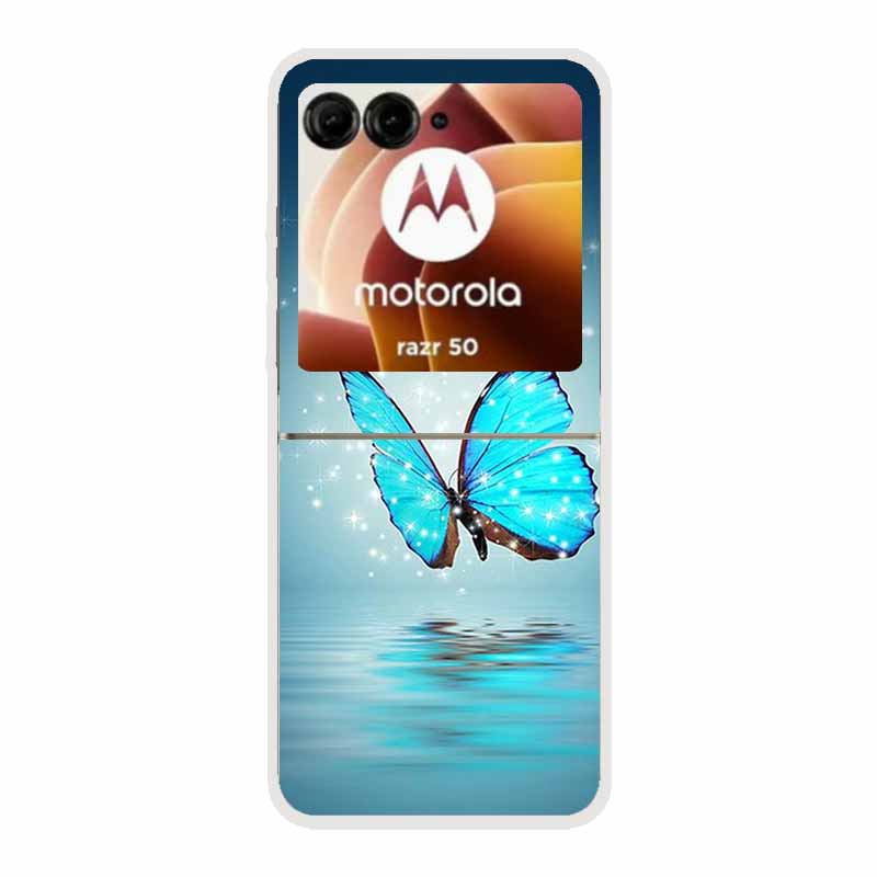 Чехол для Motorola Razr 50 Ultra Животные Жесткий Пластик ПК Задняя Крышка Телефона Для Motorola Moto Razr50 razr+ 2024 Прозрачный Coque