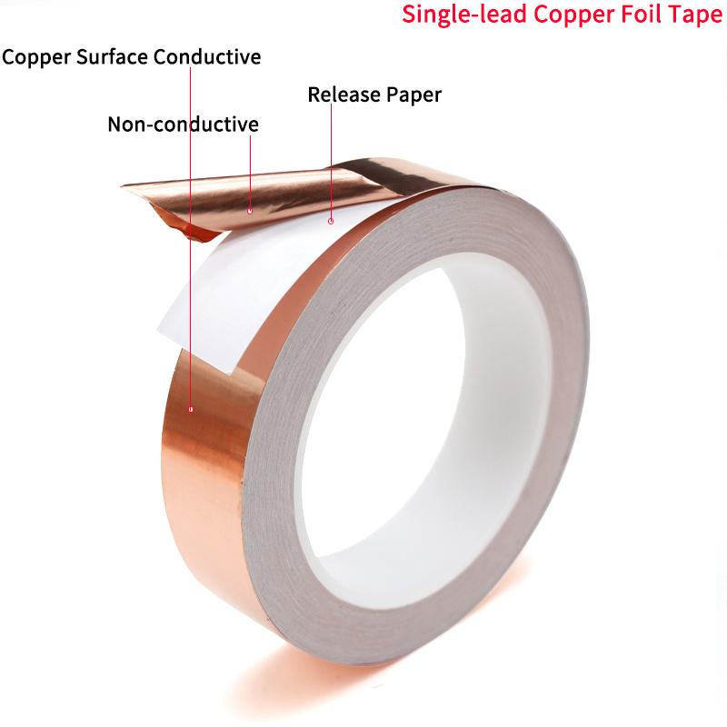 Length 20M Adhesive Conductive Copper Foil Tape 5/6/8/10/15/20/25/30/35/40/45/50mm Single/Double Sided Conduct Copper Foil TapesPinstriping Tape 3