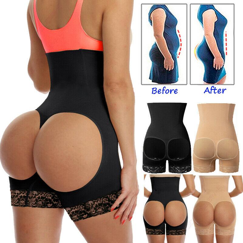 Women Seamless Butt Lifter Thong Panties High Waist Shaping Booty Shorts Waist Trainer Body Shaper Tummy Control Boyshorts Slimming Underwear Briefs