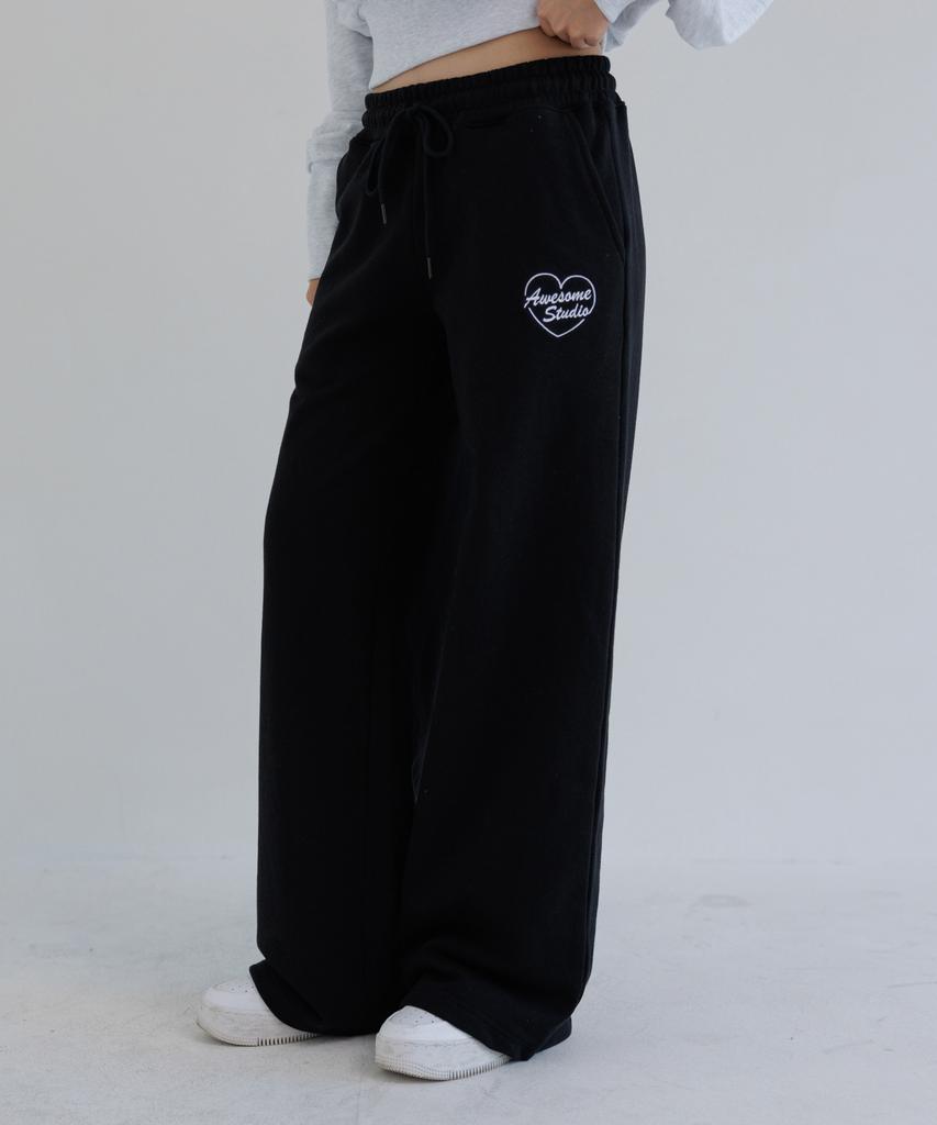 AWESOME STUDIO Low-Waist Wide Sweatpants Black