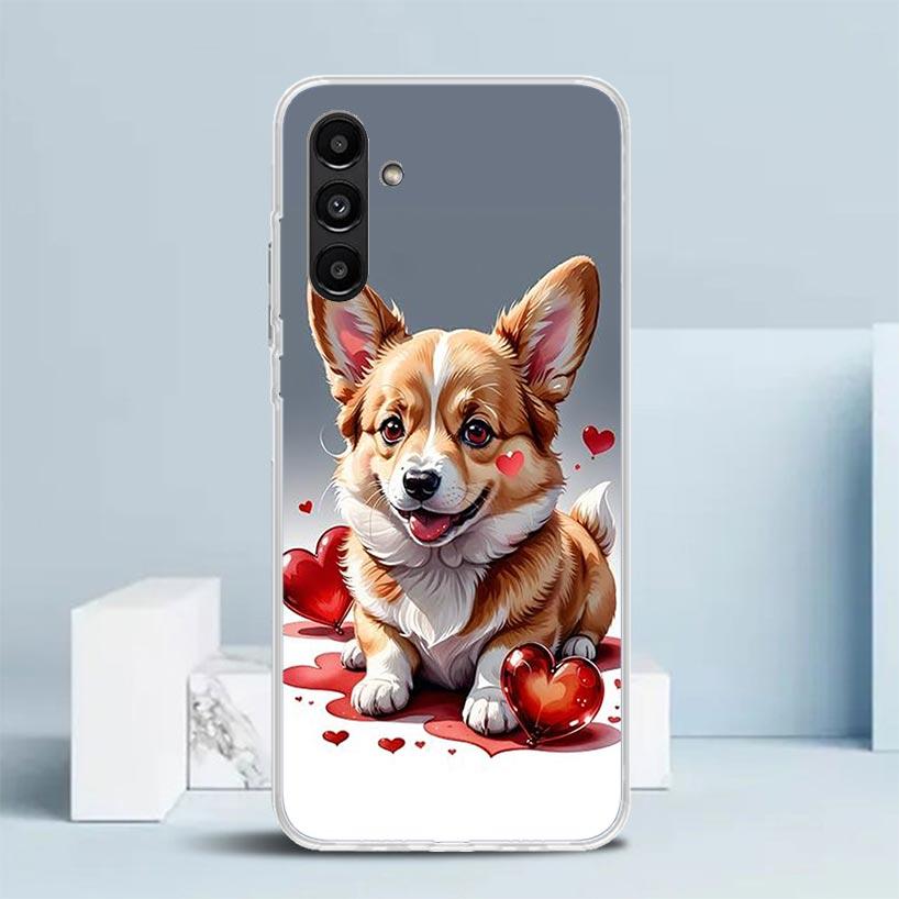Милый Щенок Сердце Собаки Чехол для Телефона Для Samsung Galaxy A17 A37 A57 A16 A15 A14 A13 A56 A55 A54 A53 A36 A35 A34 A33 A26 A25 A24 A2