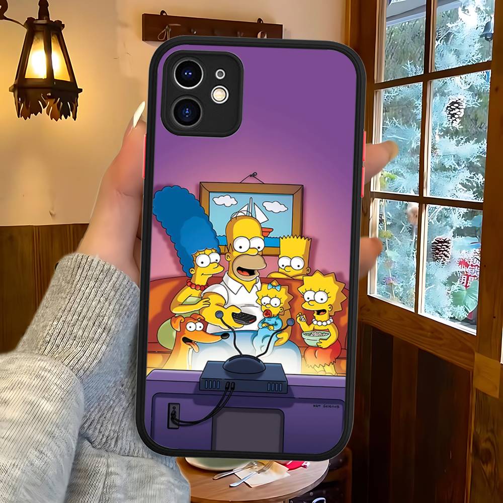 Смешной мультяшный чехол для телефона S-Simpsons для iPhone 16 15 14 Plus 15 13 12 11 Pro Max X XS MAX Матовый чехол