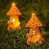 Mushroom Shape Solar Decorative Lights Resin Tree Small House Ornaments Outdoor Garden Balcony Patio Path Lawn Home Decor