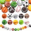 12/25/40pcs Silicone Sports Style Decorative Beads Football Basketball Beads DIY Bracelet Necklace Earrings Keychain Foot Chain