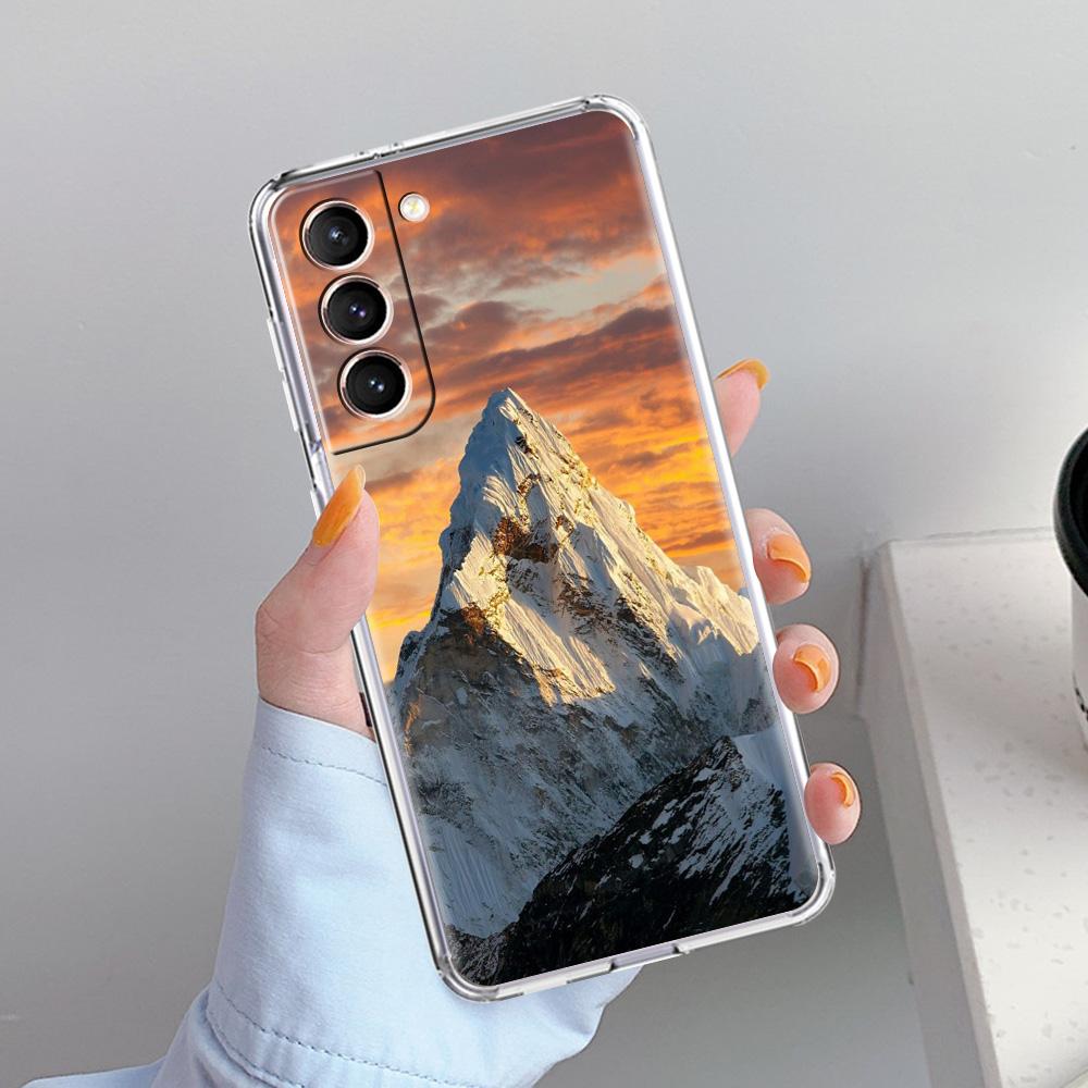 Чехол для телефона Samsung Galaxy S26 S25 S24 S23 S22 Ultra S20 S21 FE 5G Plus Мягкий прозрачный чехол Пейзаж с горными вершинами