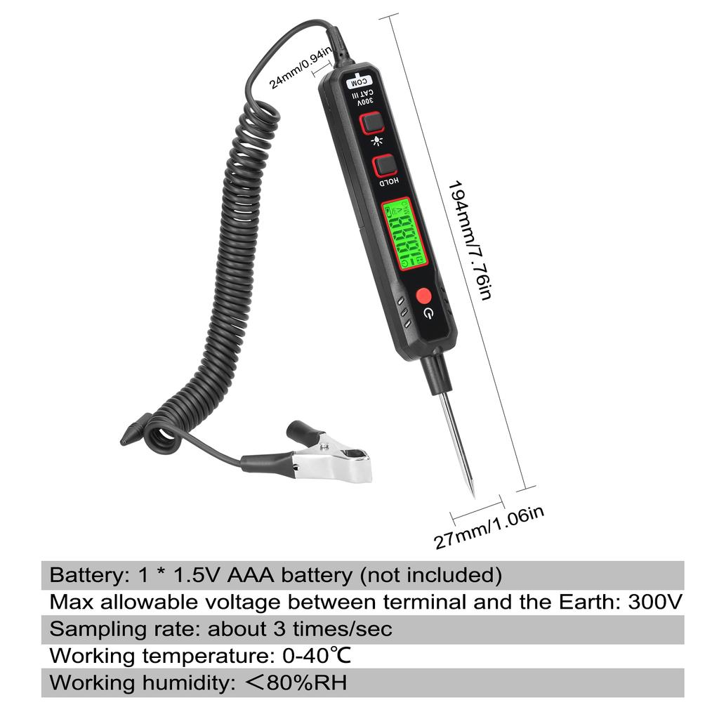 0,8-100 В автомобильный детектор напряжения ручка ЖК-дисплей с подсветкой фонарик чувствительность удержания данных
