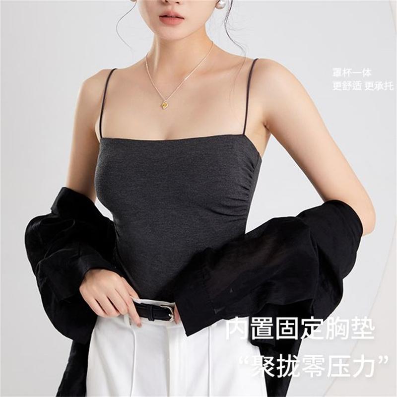 Strap top with chest cushion vest for summer wear, beautiful back yoga top, one neck underwear, anti glare flat bottom shirt