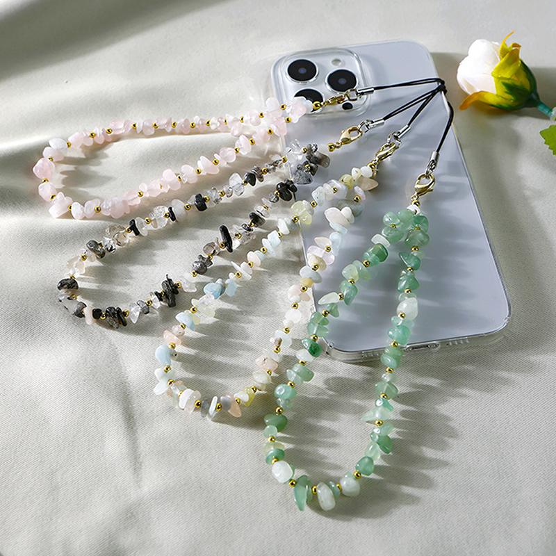 Изысканный ремешок для мобильного телефона с бусинами из натурального камня, милый ремешок для телефона, универсальный ремешок для мобильного телефона, защищающий от потери, подарки