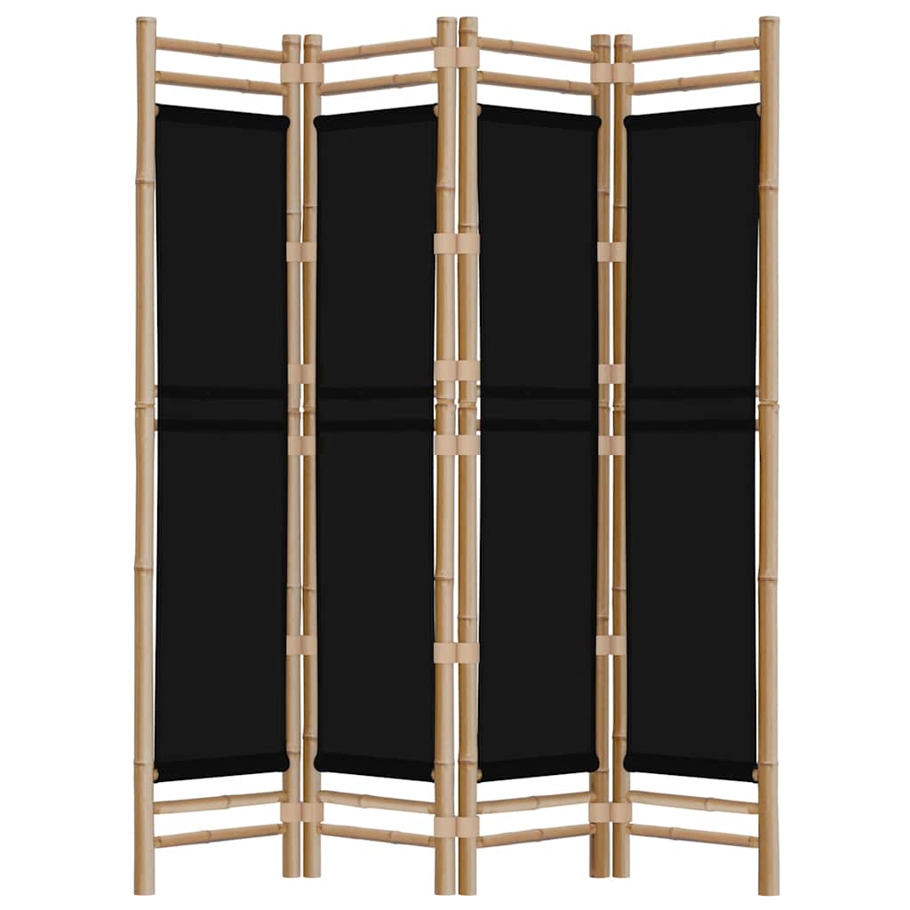 4 Piece Folding Screen 160 cm Bamboo and Canvas