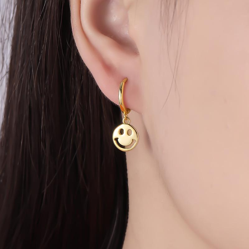 Серьги-смайлики в японском и корейском стиле для женщин - Универсальный, простой и модный круглый дизайн с выражением