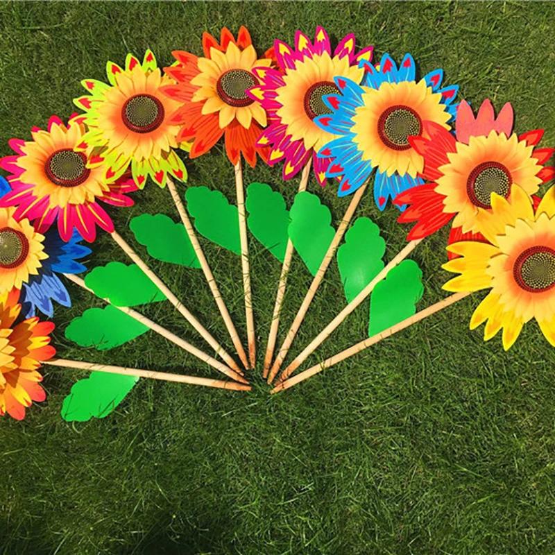 Colorful Sunflower Windmill Wind Turbine Garden Yard Decor For Lawn Garden Party Decoration Outdoor Camping Picnic