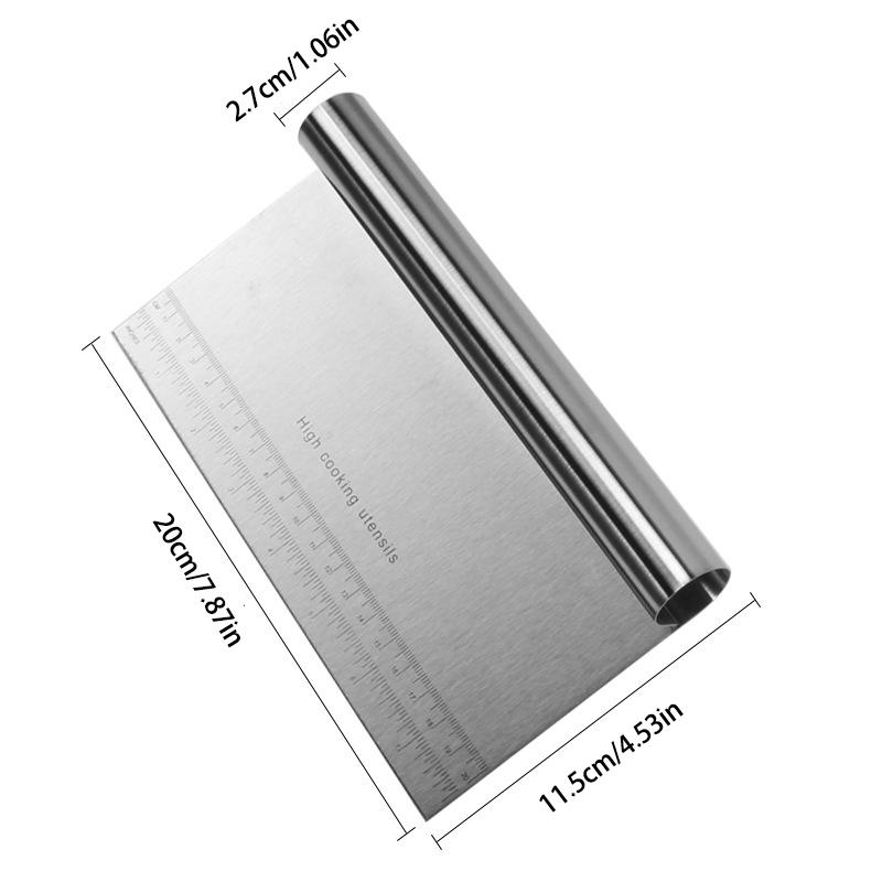 Stainless Steel Flour Cutter With Scale, Dough Cutter, Baking Scraper 15 20 22Cm, Roll Handle Rice Noodle Scraper