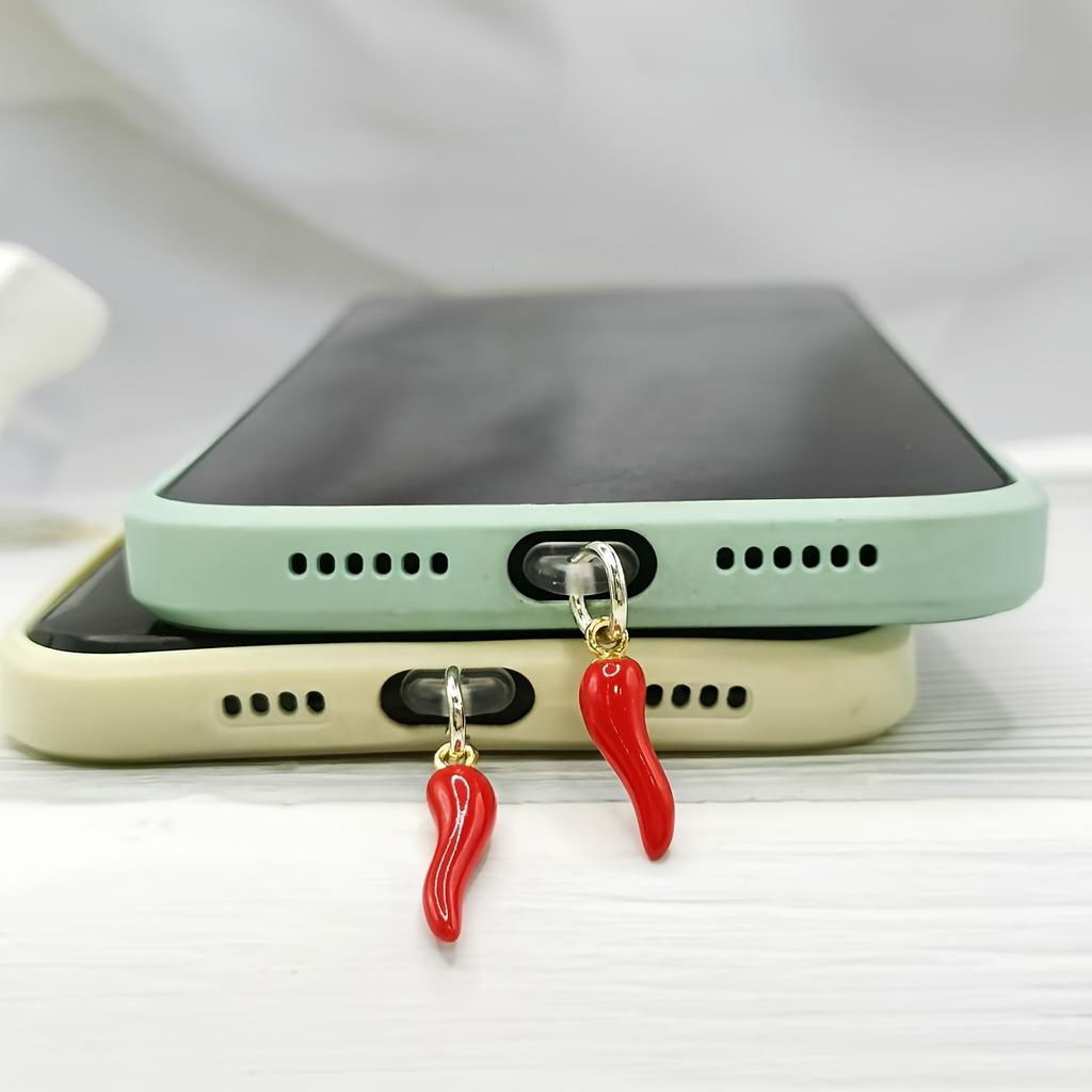 1 шт. Имитация овоща Красный перец Подвеска/DIY Ювелирные изделия/Заглушка от пыли для телефона Подходит для IPhone/Интерфейс Type-C/Защитите порт зарядки вашего телефона