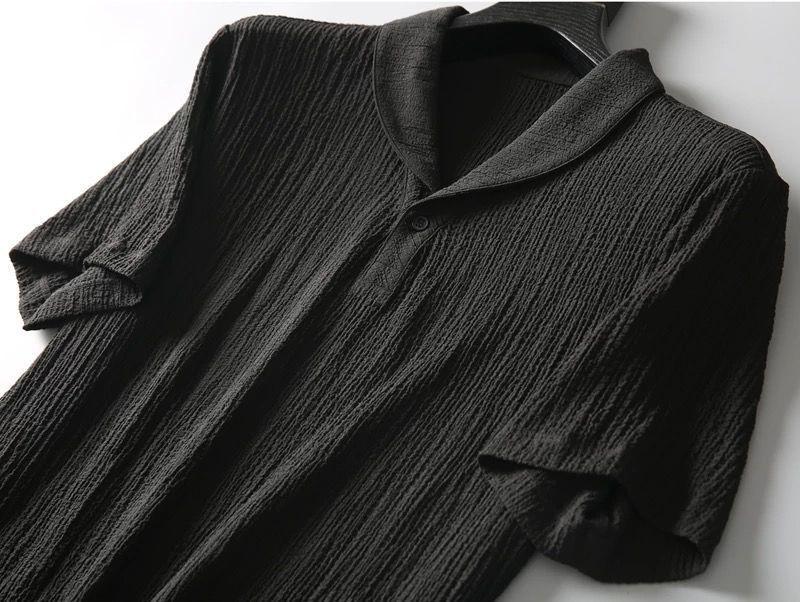 Мужской летний легкий роскошный плиссированный спортивный костюм - дышащий лацкан с коротким рукавом, из двух частей