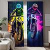 2PcsColorful motorcycle print curtains,suitable for bedroom,living room kitchen decoration,home decoration, curtains for bedroom