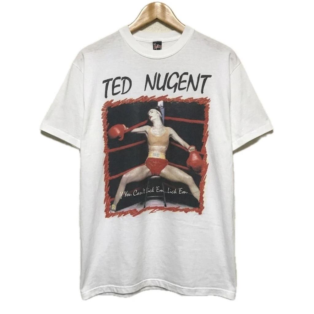 Винтажная футболка Ted Nugent Lick 'Em Tour 1988 года Однострочный шов Сделано в Англии Редкая