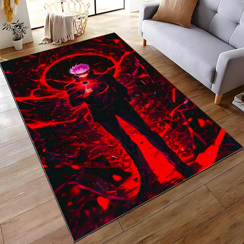 Mysterious Anime Character with Red Aura - Non-slip rug suitable for living room and bedroom sofas sofas