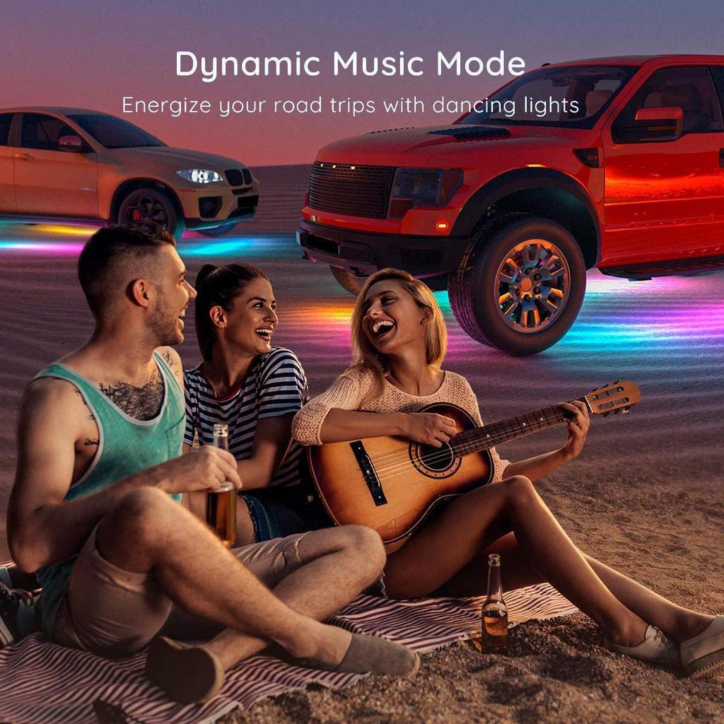 RGB LED Strip Music Remote Control Streamer Flowing Under Car Tube Underglow Underbody System Neon Light