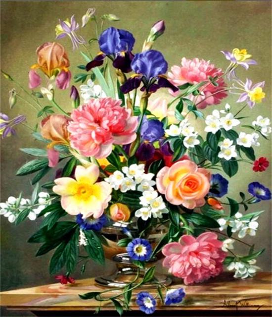 RUOPOTY DIY Frame Oil Painting By Numbers Daisy Flower Acrylic Home Decor On Canvas Wall Art Picture Rose For Living Room