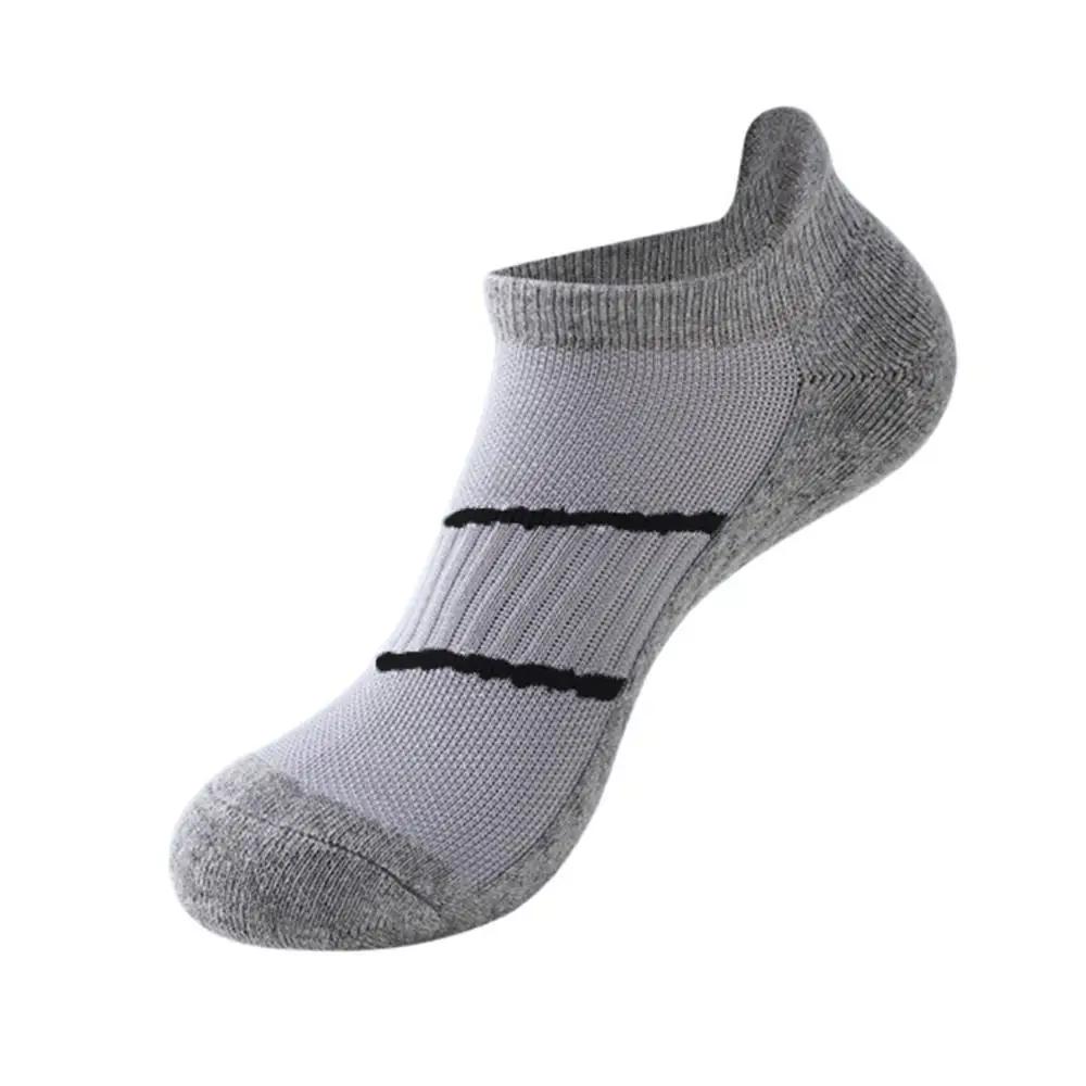 Men Sweat Absorbent Ankle Socks Breathable Fashion Running Socks Towel Bottom Soft Comfortable Sports Hosiery Solid Color
